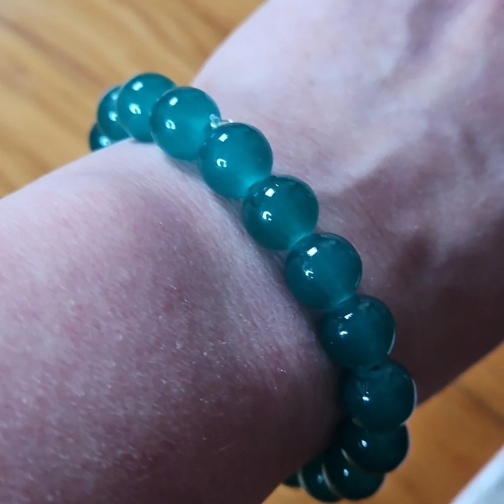Teal Green Glass Beaded Bracelet